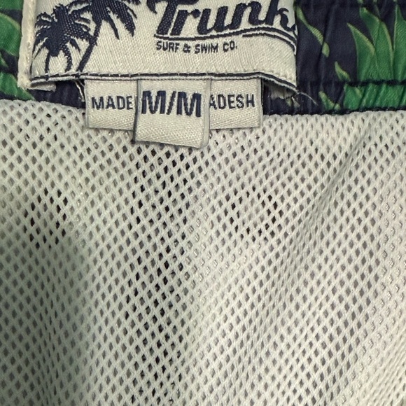 Trunks Surf & Swim Co. Blue Tropical Palm Leaves Lined Swim Shorts Men's Size M - Picture 7 of 8